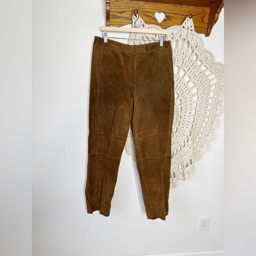 Vintage 80s Bagatelle Brown Suede Straight Leg Pants Size Large